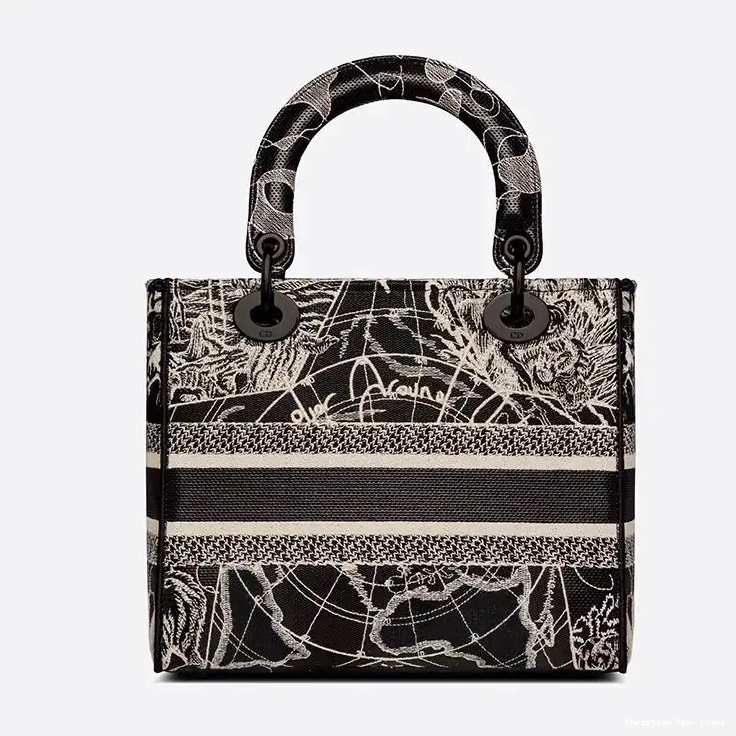 Cheap World Motif Around the Lady Black Canvas D-lite Bag Medium 0613 Luxury